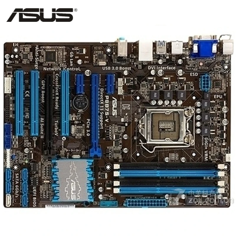 

Материнская плата ASUS P8B75-V LGA 1155 DDR3 32 Гб B75, десктопная материнская плата, системная плата SATA III PCI-E 3,0, встроенная, б/у
