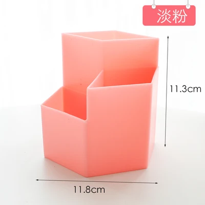 Light pink 1 шт., пластиковая многофункциональная ручка, держатель для карандашей, настольная подставка для хранения, макияж, коробка для кистей, для студентов, офиса, канцелярские принадлежности, подарок - Color: Light pink