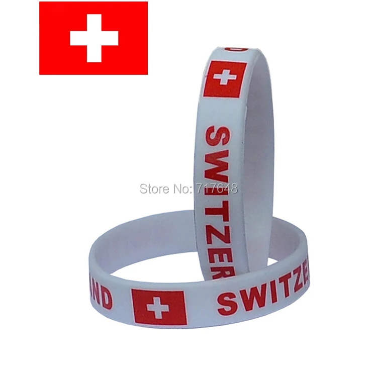 100 шт. швейцарские Белые силиконовые браслеты с флагом бесплатная доставка |
