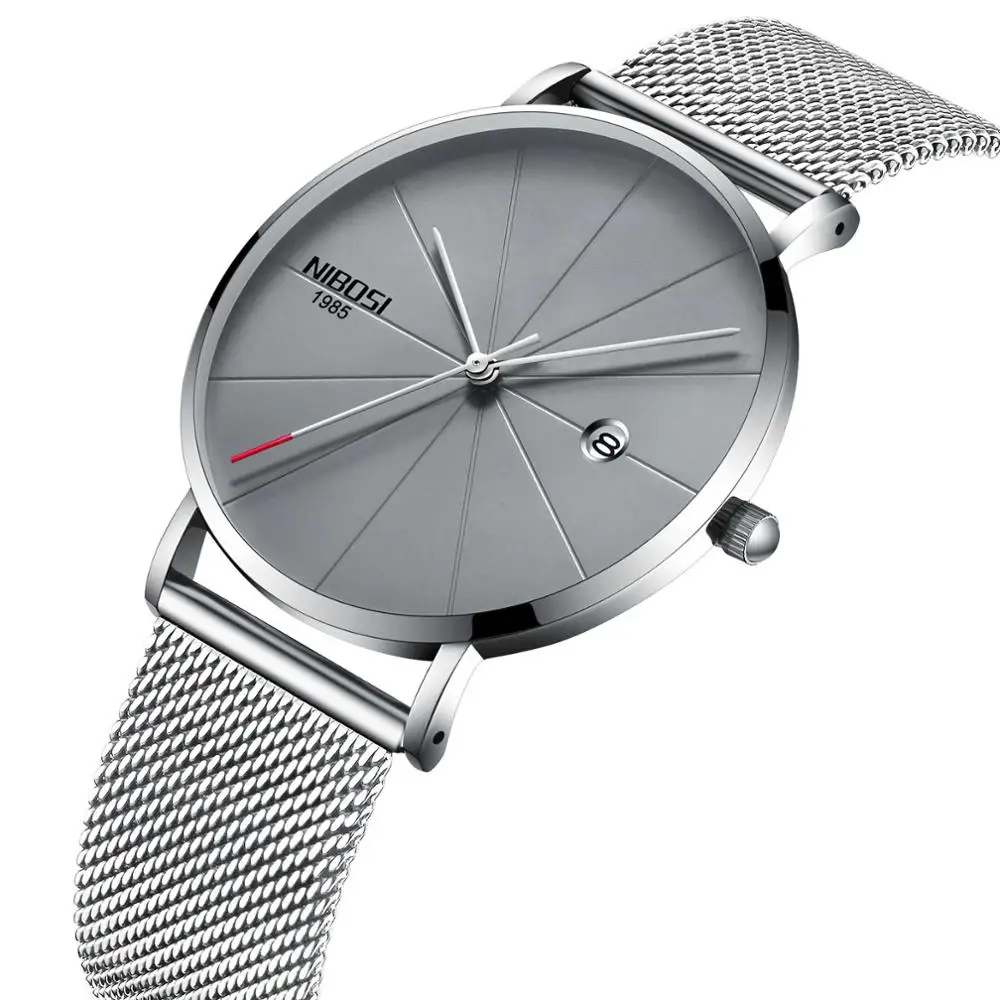 Silver Gray M NIBOSI наручные часы Relogio Feminino, женские часы из розового золота, роскошная одежда, кварцевые часы для женщин, женские часы от известного бренда класса люкс - Цвет: Silver Gray M