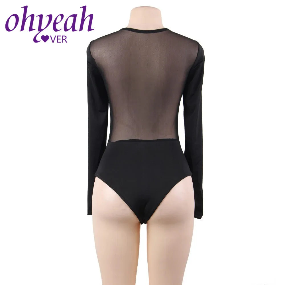 Ohyeahlover Женское боди Из Сетчатой Ткани в стиле пэчворк черные облегающие