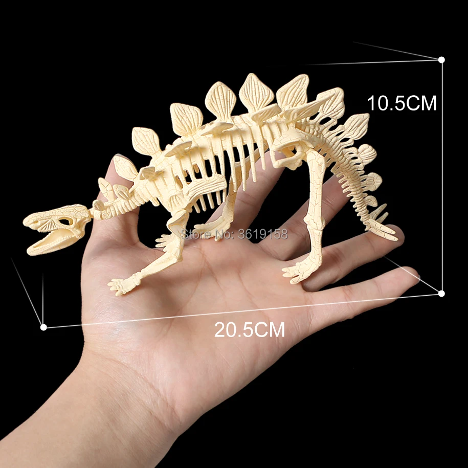 3D DIY динозавр Скелет собранные модели игрушки, 3d раскопки наборы для копания серии мини Трицератопс/Стегозавр/Велоцираптор головоломка игрушка