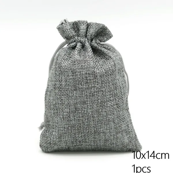 Grey Хлопковые льняные Подарочные мешки 10x14 см для упаковки ювелирных изделий, мешочек для смартфонов, сумок, для Одежда для свадьбы, дня рождения ожерелье «леденец» 9 Цвета - Цвет: Grey