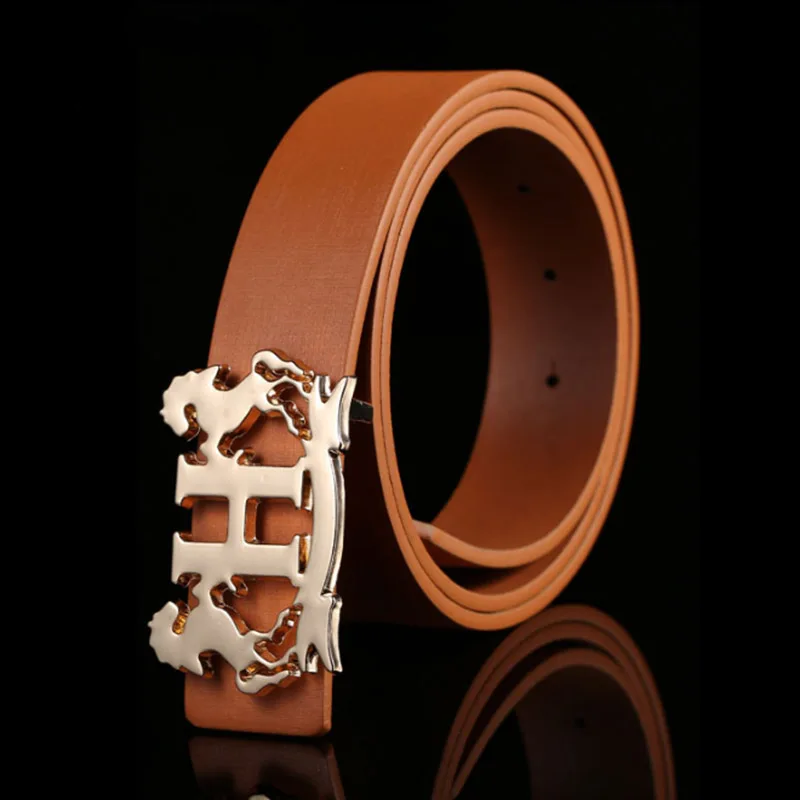 Твердый латунный роскошный бренд H Пряжка дизайнерские ремни Мужской ремень для джинсов ремень с H и двумя лошадьми