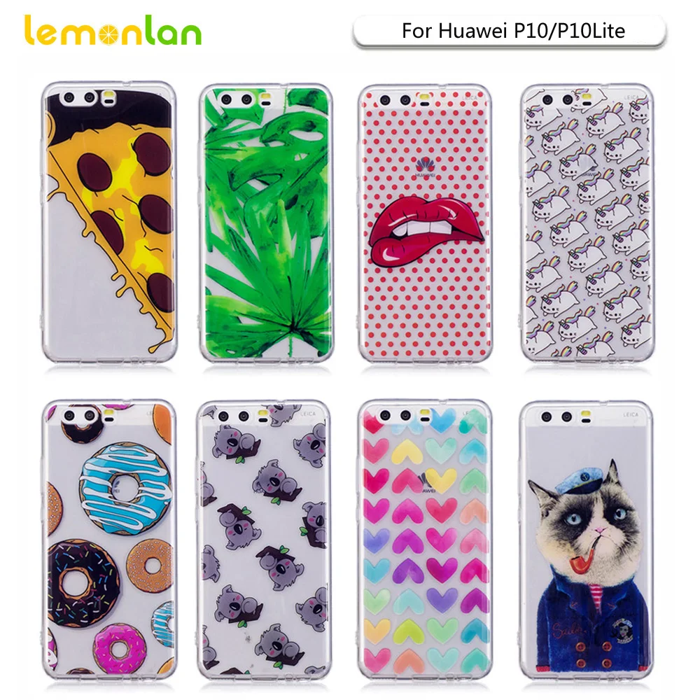Lemonlan для Huawei P10 чехол Мода Cat сердца Ясно Мягкие TPU кремния назад телефона плюс p10plus