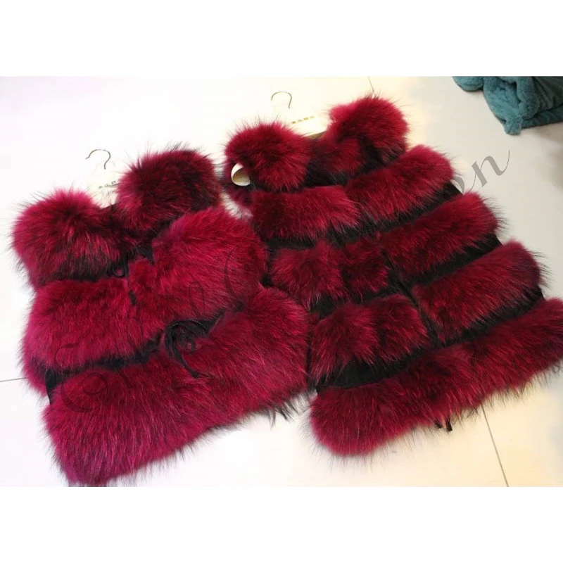 

Retail/wholesale Lady Raccoon Real Fur Gilet Real Fur Vest Women Genuine Leather winter girl's warm outerwear Fur Vest coat