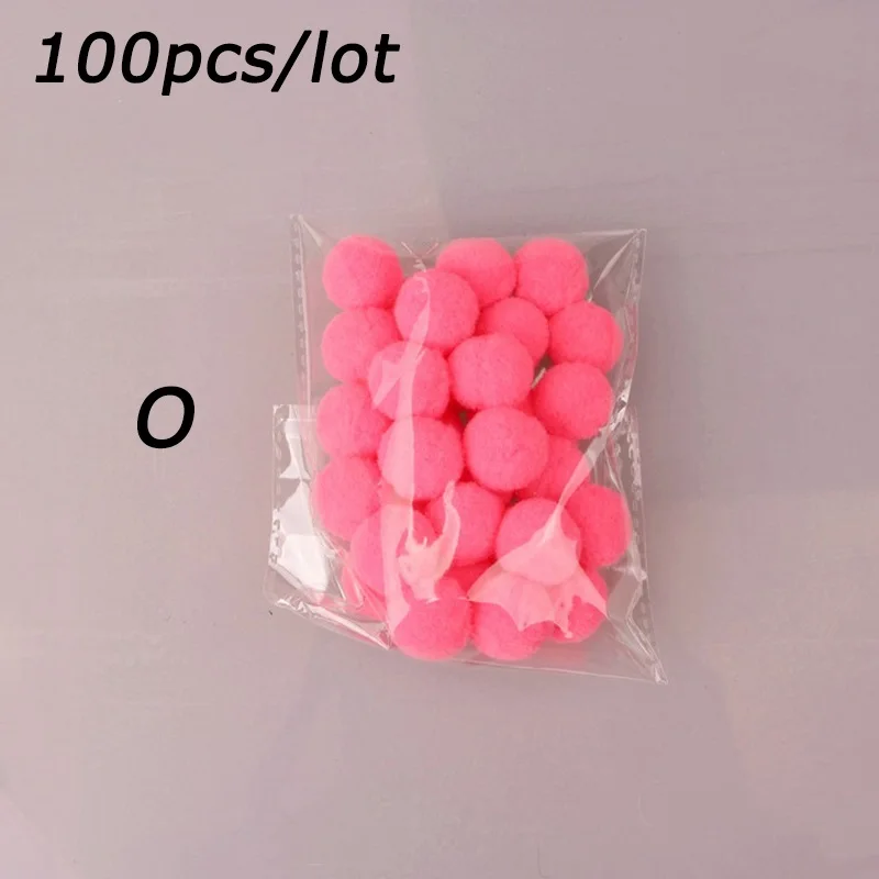 O 100 шт./лот, 15 мм цвета, шерстяные фетровые шары, круглые помпоны для девочек, самодельные вечерние украшения, цветные аксессуары 8C1952 - Цвет: O