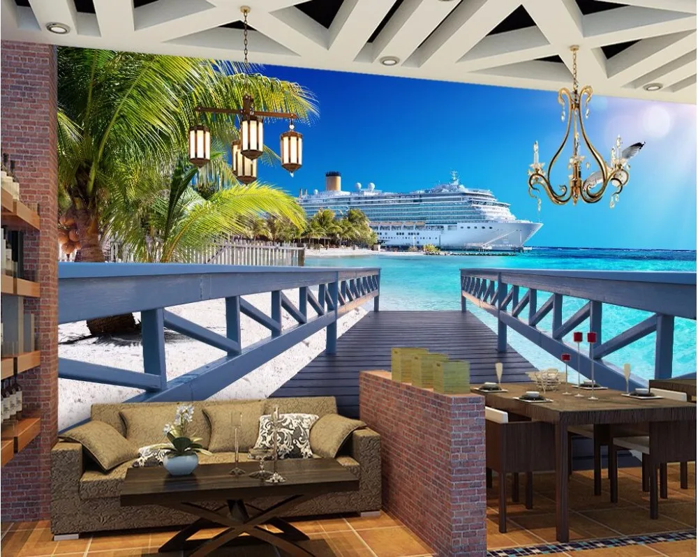 3d настенные фрески обои для гостиной фотообои 3 d с изображением Гавайского моря