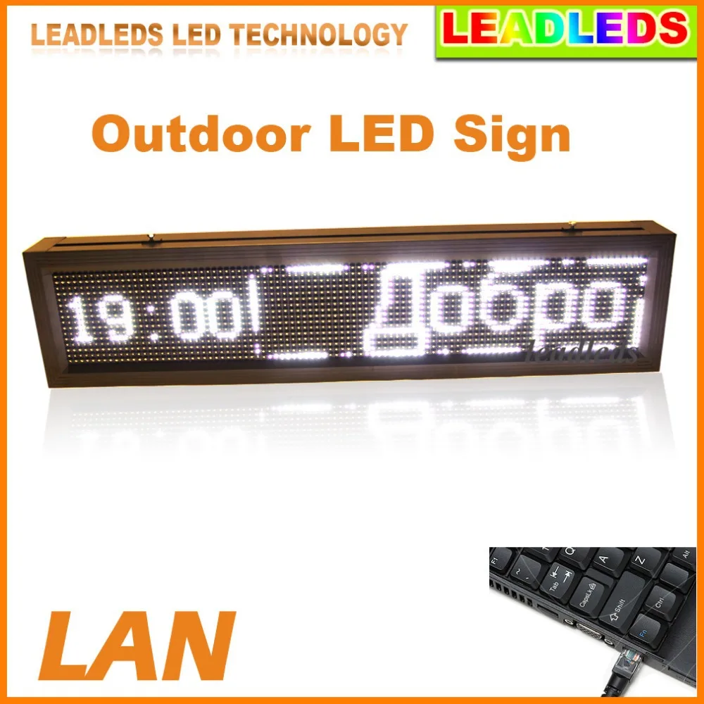 41&quotx9.5" P10 Outdoor LED Sign Cold White Lamp Edit Information Display Board Advertising For Business And Store | Лампы и