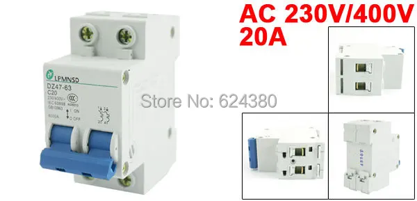 AC 230 V/400 V 20A32A 2 полюса P MCB миниатюрный автоматический выключатель защита от