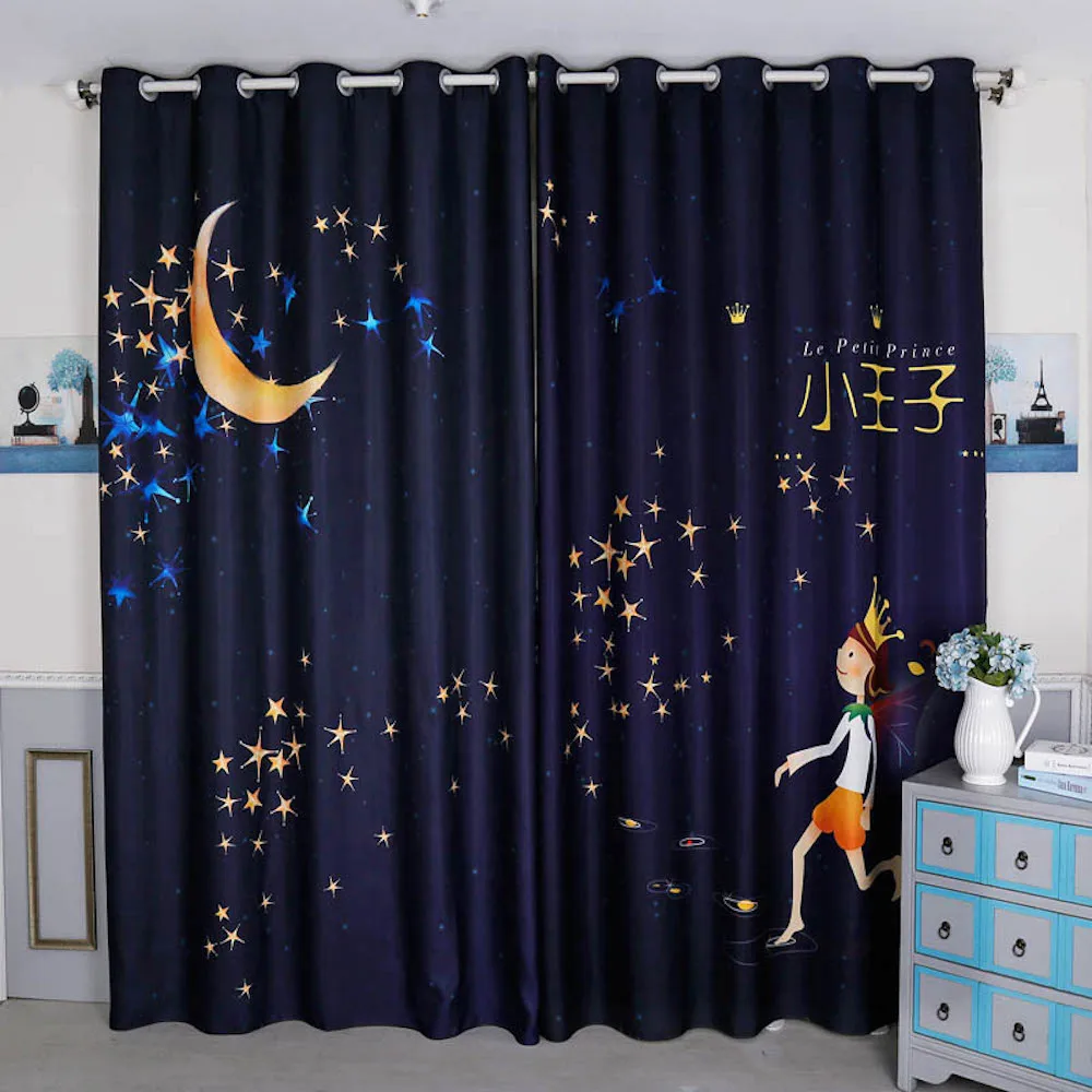 

Custom Window Curtains for Living Room Bedroom Nursery Kid Children Room Window Tulle Sheer Drapes Prince Moon Stars