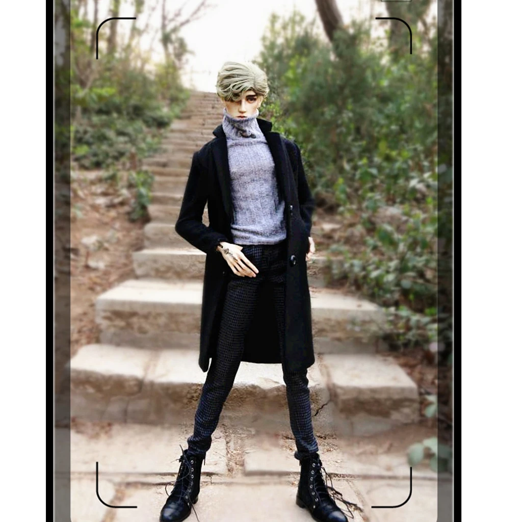 

1/3 BJD черное пальто, водолазка, свитер, штаны, комплект одежды для обычной куклы размером 70 см, кукла дяди