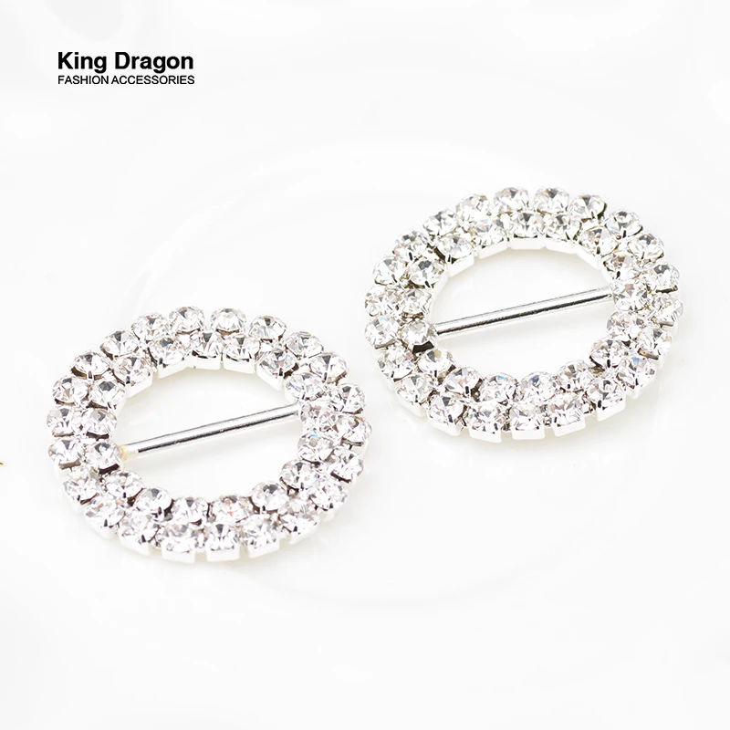 

King Dragon круглая двухрядная Пряжка со стразами, лента для приглашений, слайдер, подарочная упаковка (внутренняя планка 15 мм) 100 шт./лот KD538