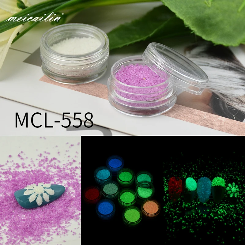 1 коробка Неон фосфор блеск для ногтей порошок 11 цветов пыль светящийся