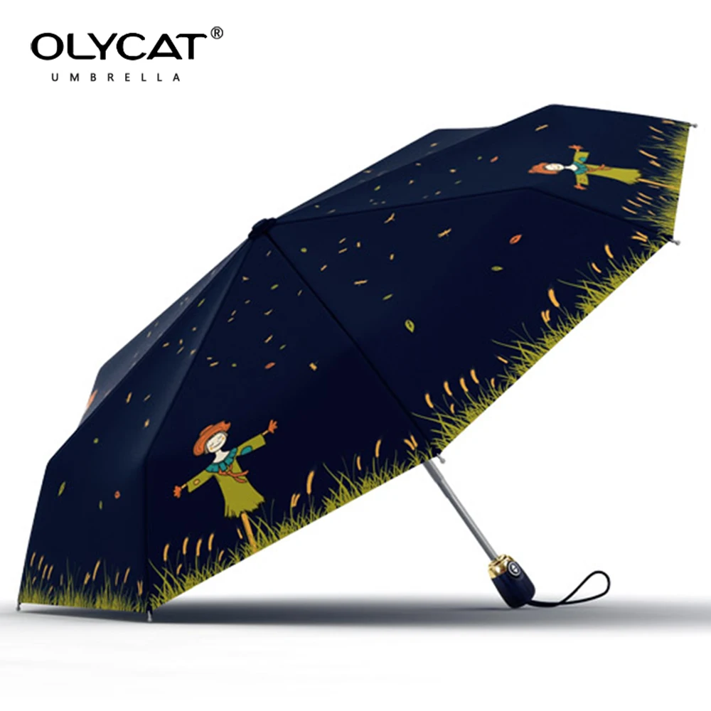 OLYCAT автоматический зонт дождь Для женщин Для мужчин пугало солнце складной зонт дамы Anti UV Зонтик 8 Ребра ветрозащитный гольф-зонтики