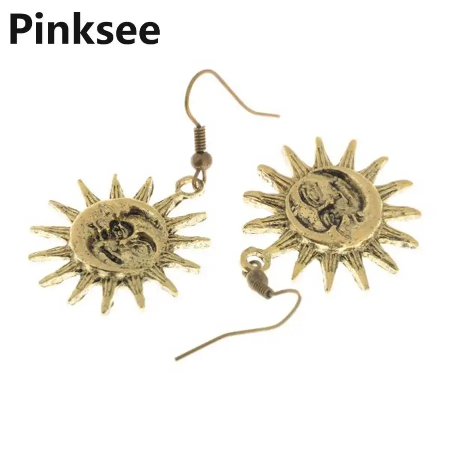 Fashion Dangle Drop Earrings Retro Vintage Sun Moon Pendant for Women Brincos Jewelry Accessories | Украшения и аксессуары