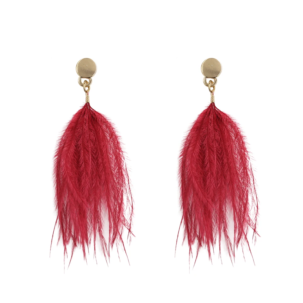 2017 популярные длинные модные серьги с кисточками и перьями в этническом стиле