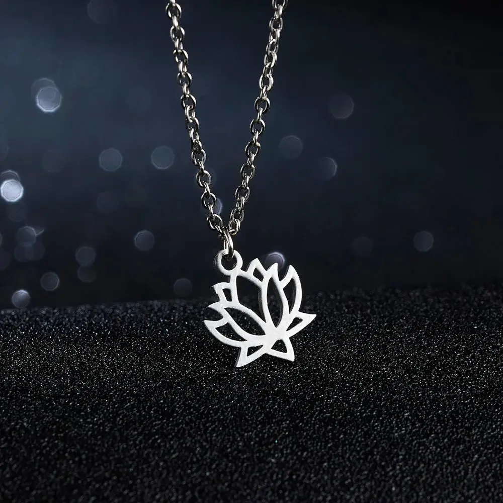 Rinhoo Stainless Steel Necklaces For Women Men Lover's Dream Catcher Lotus Silver Color Pendant Necklace Engagement Jewelry Gift |