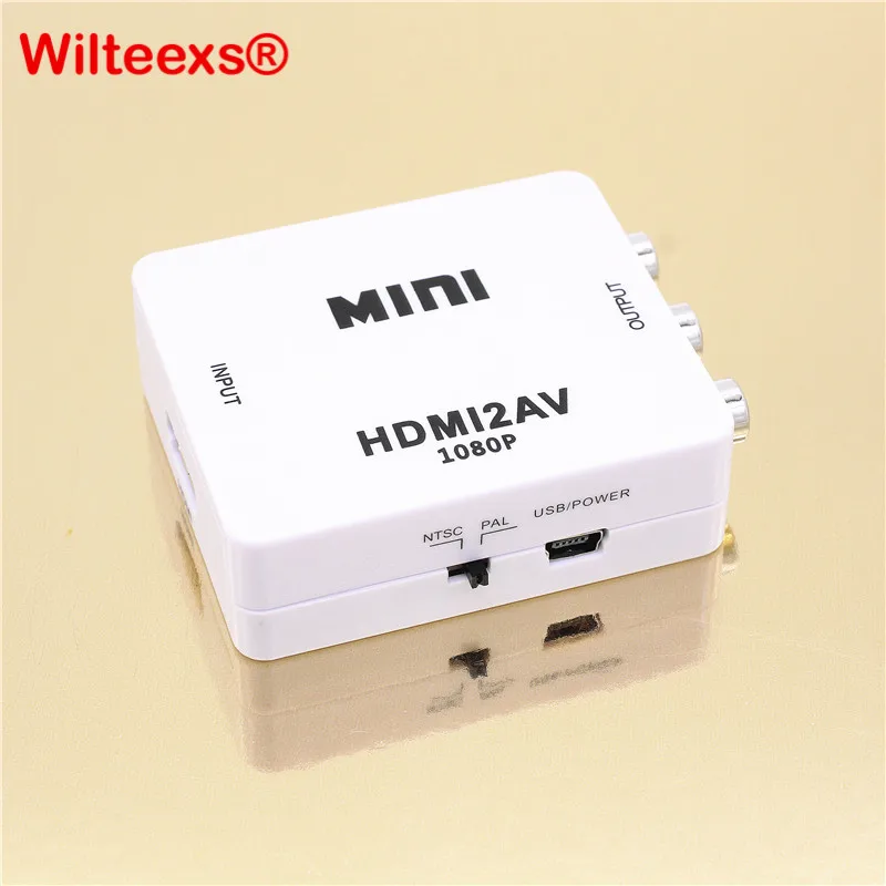 Мини Композитный адаптер WILTEEXS 1080P HDMI к RCA Аудио Видео AV CVBS поддержка HD для HDMI2AV