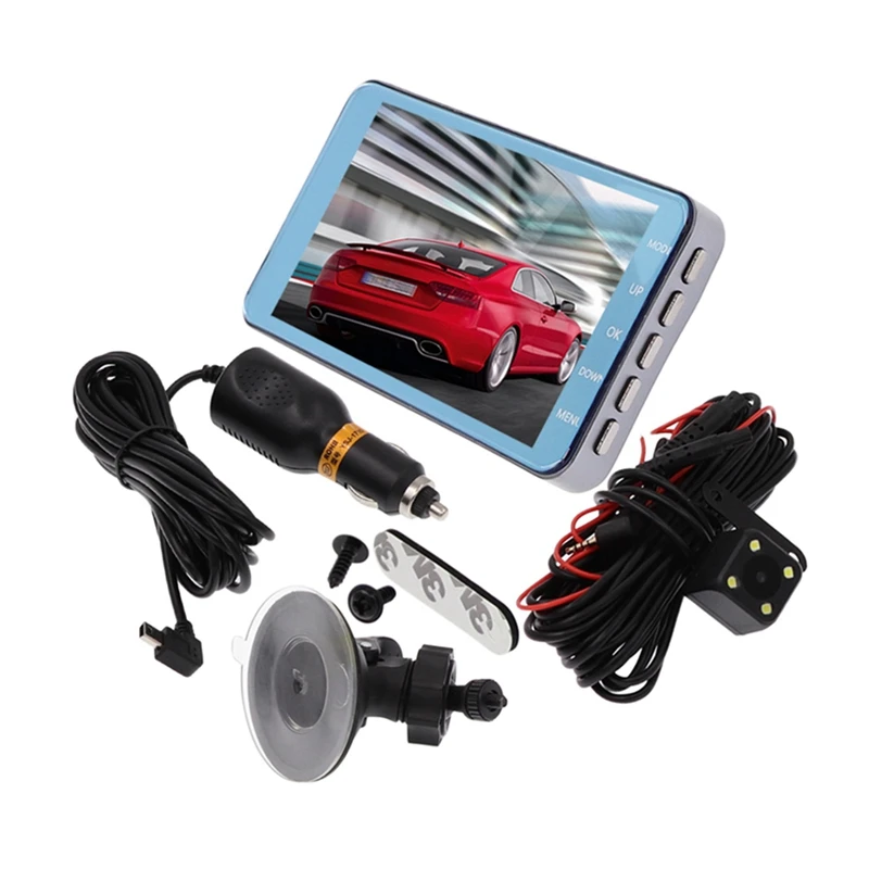 Новый двойной объектив Автомобильный видеорегистратор камера Full HD 1080 P 4 &quotips