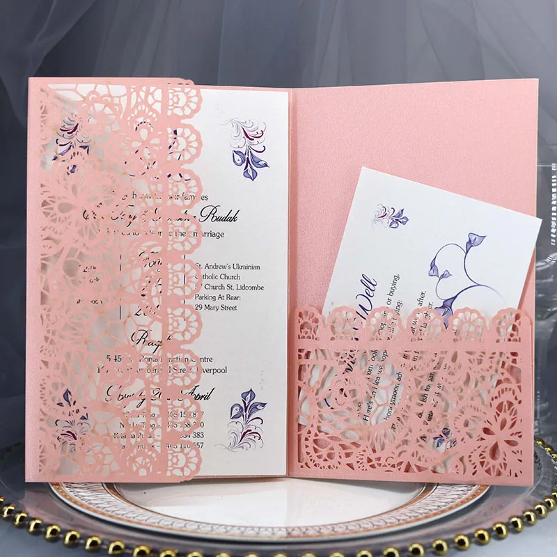 100 шт. свадебные пригласительные открытки лазерной резки кружевной цветок