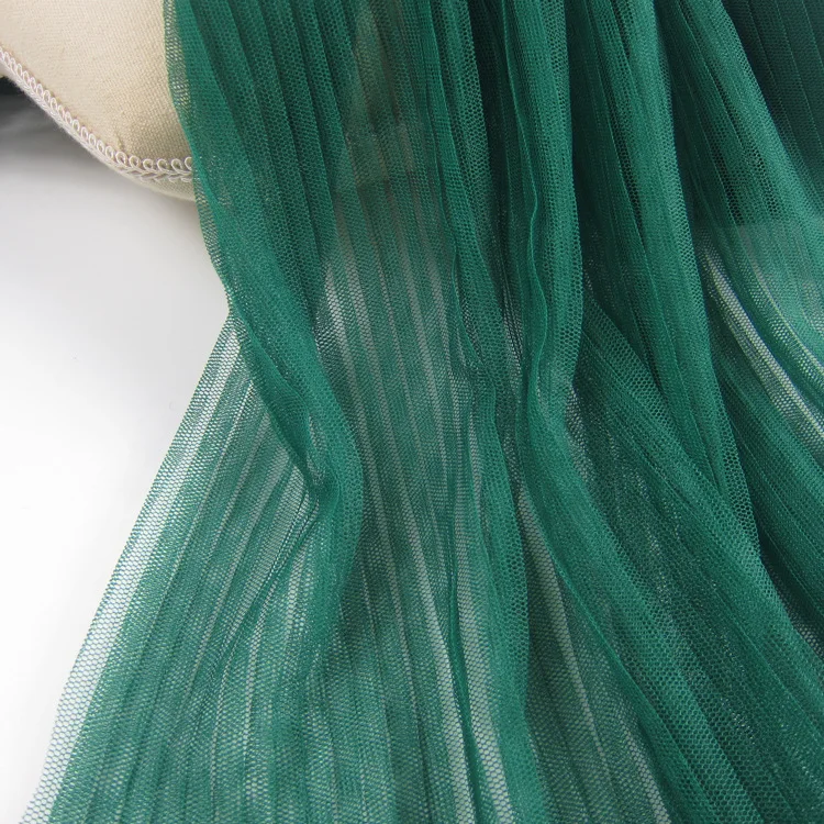 5Metres 158cm Width Evening Gowns Pleated Mesh Fabric Green Crumpled Tulle Net For Skirt Dress Organ Folded Gauze | Дом и сад