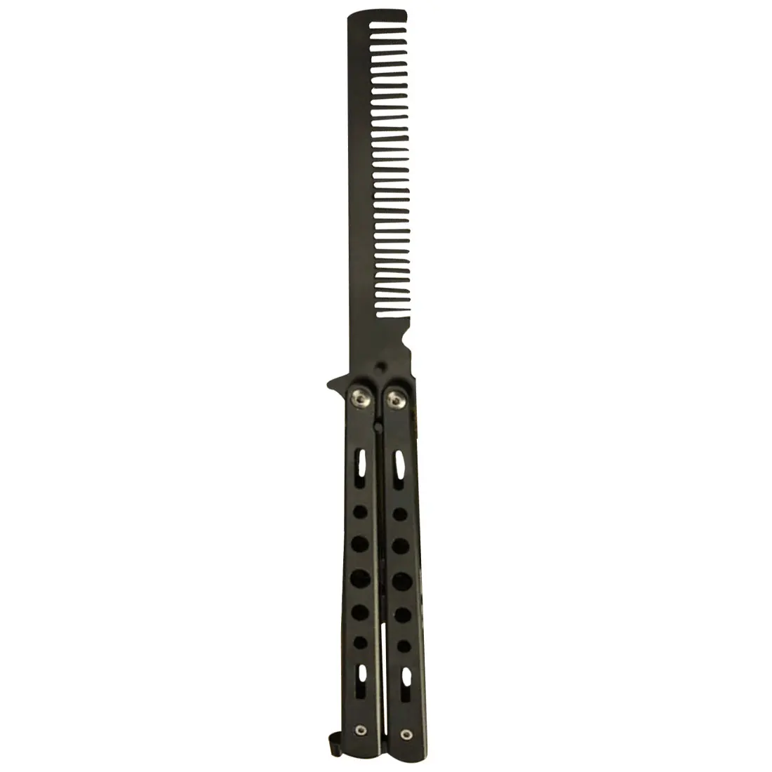 Складной нож из нержавеющей стали для Balisong, тренировочный нож с тупым лезвием в стиле бабочки - Цвет: black comb