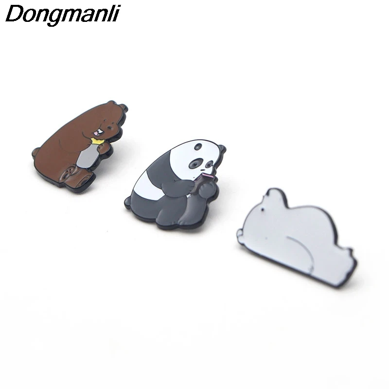 P2191 Dongmanli мультфильм ювелирные изделия Мы Голые Медведи Милый гризли панда лед медведь металлические эмалированные булавки и броши значок