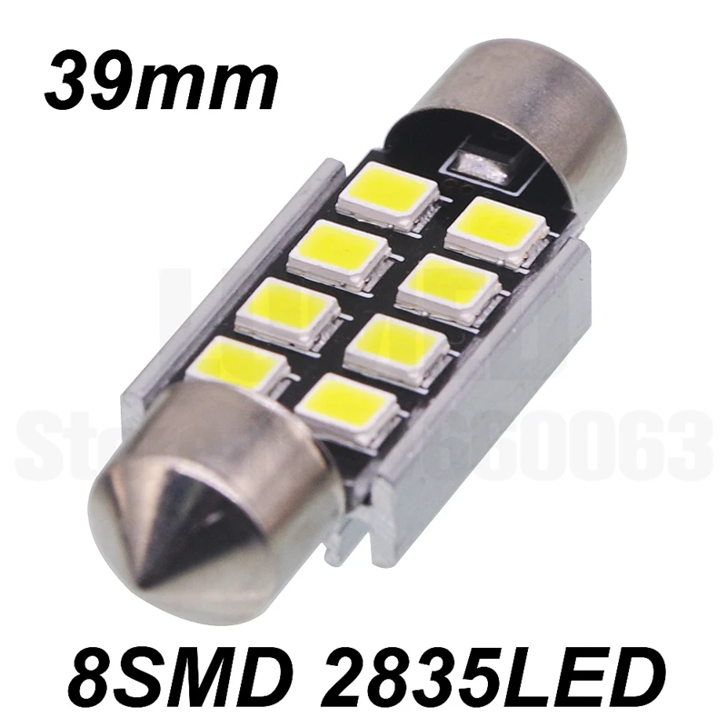 8SMD 39mm 2x C5W светодиодный интерьер автомобиля светильник Canbus гирлянда 31 мм 36 мм 39 мм 42 мм 8 12 Светодиодный 2835SMD 6000K белый купол чтения светильник авто светодиодные лампы 12 В - Испускаемый цвет: 8SMD 39mm