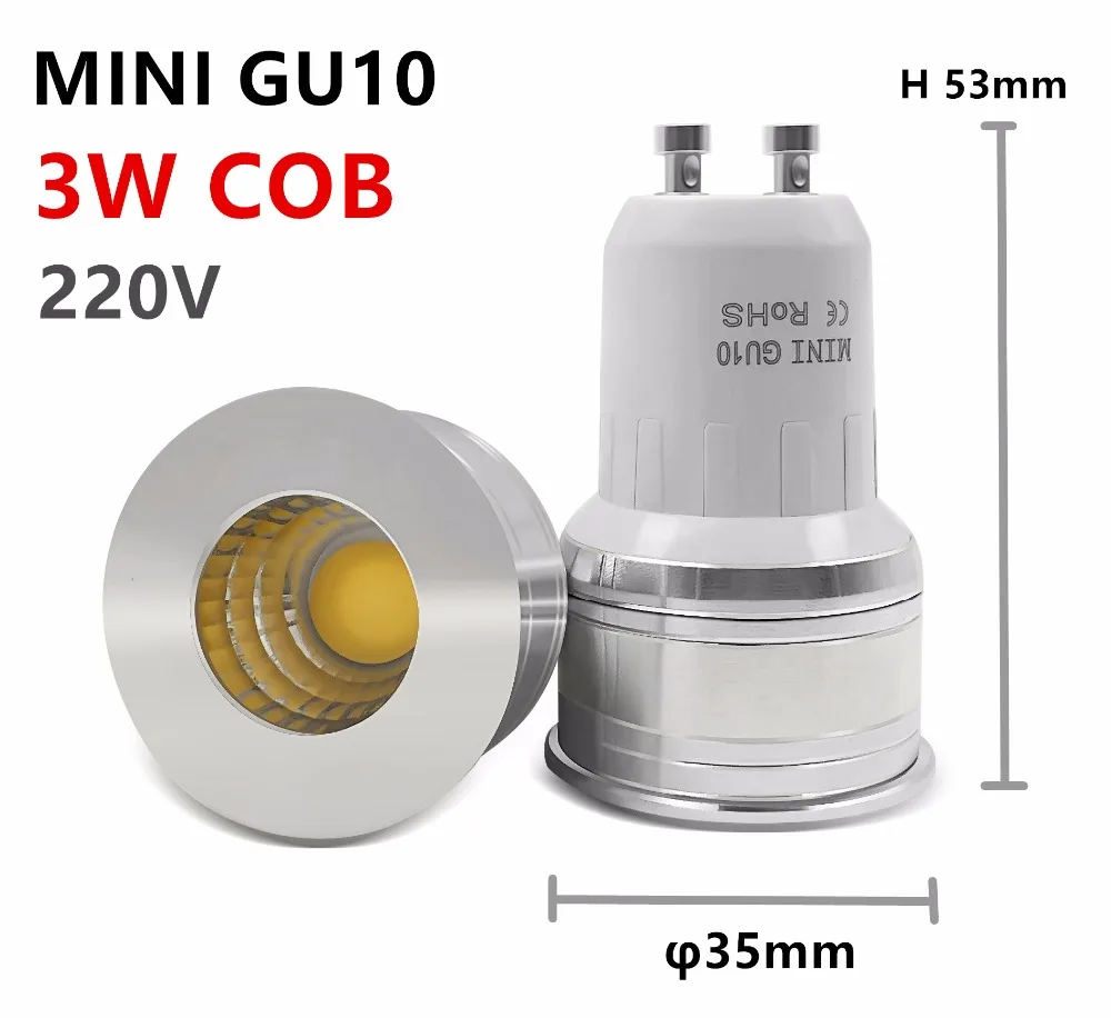 Миниатюрная светодиодная лампочка Gu10 Mr16 с регулируемой яркостью 3 Вт 110 В 220 240 в 12