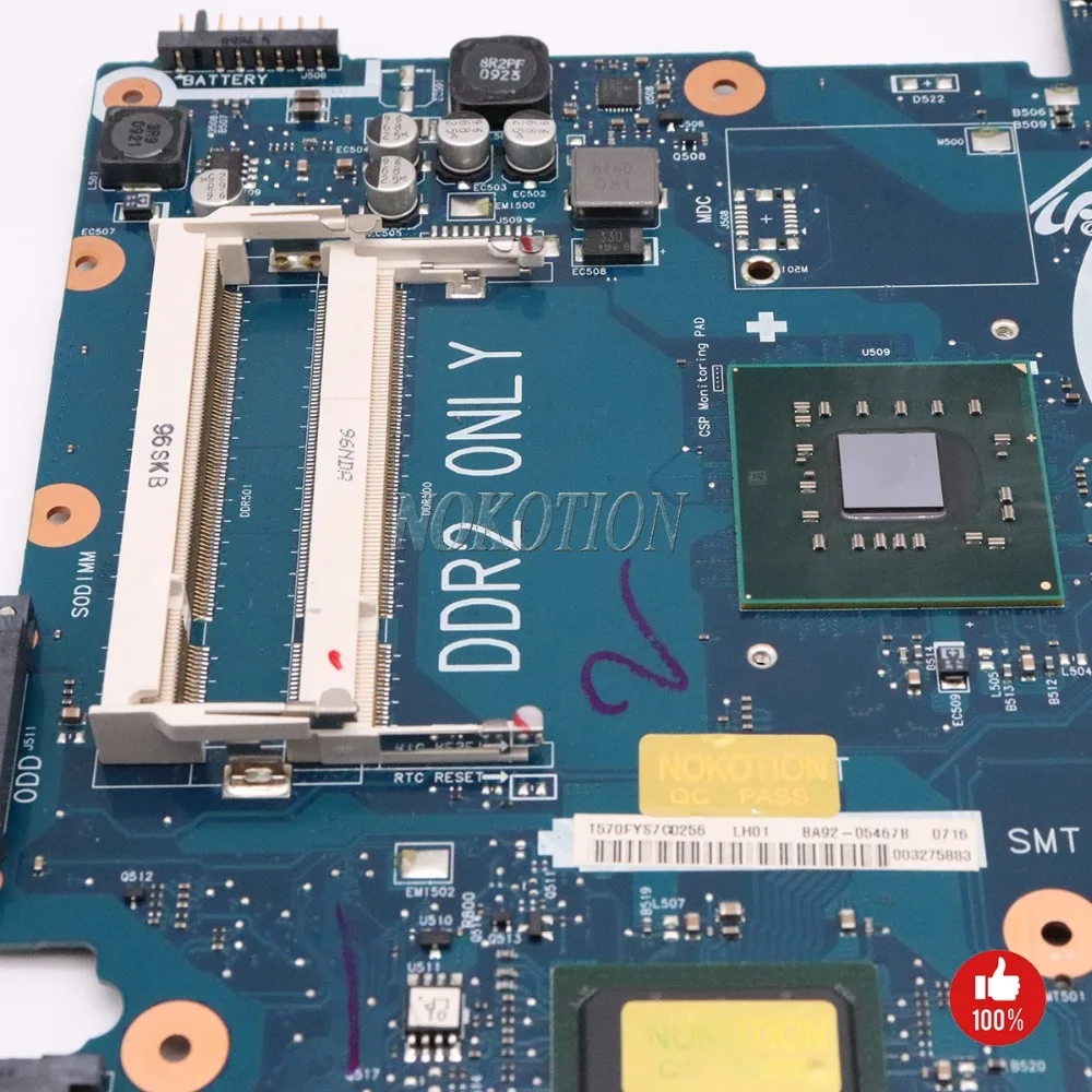 NOKOTION BA92-05467A материнская плата для ноутбука samsung R510 основная системная плата DDR2 только Бесплатный процессор