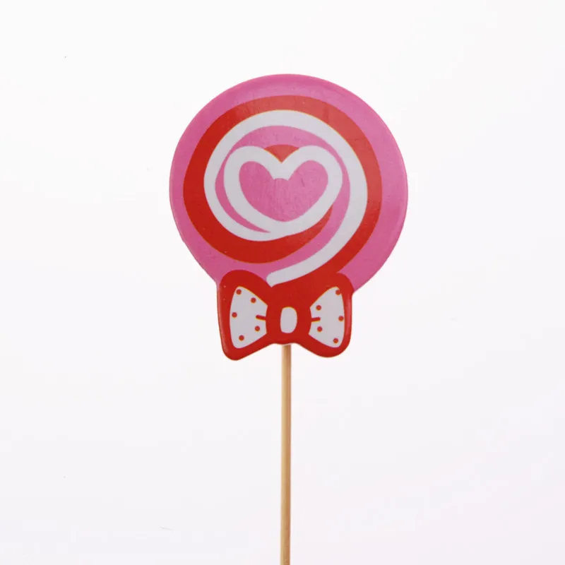 12 шт./лот розовый леденец с сердечком днем рождения флаги для торта на день