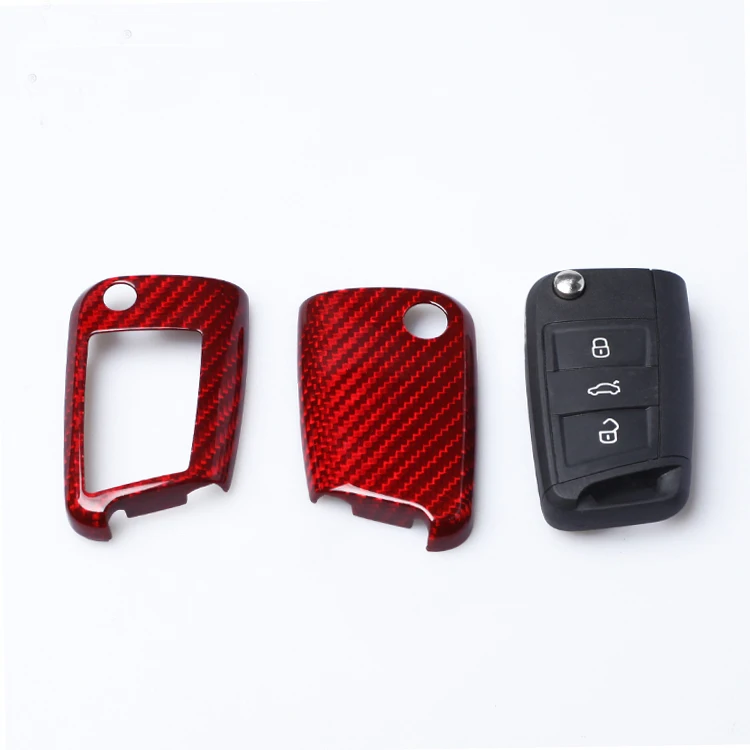 

Car Accessories Carbon Fiber Car Key Cover Shell For VW Golf 7 MK7 Skoda Octavia A7 Seat Leon Ibiza Flip Folding Remote Key Case