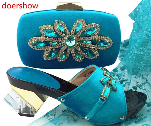 doershow Italian Matching Shoes and Bag Set African Wedding Shoe set gold Handbag Summer Women!HH1-41 | Обувь