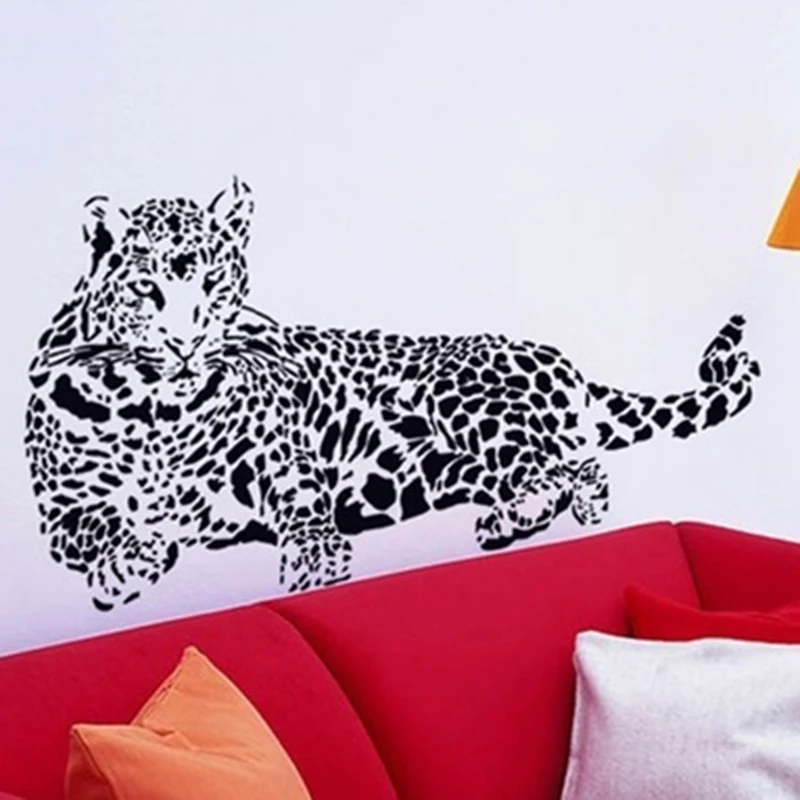 Модные черные ПВХ наклейки на стену Гепард Леопард 3D Съемные Наклейки стены