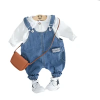 childrens suits boys and girls fashion new jeans belt trousers two piece suit