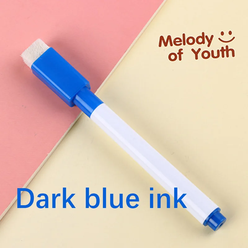 Dark blue ink 2 шт., новинка, 8 цветов, маркеры для белой доски, маркер, тонкие стираемые сухие маркеры для белой доски, экологический ластик, офисные, школьные принадлежности - Цвет: Dark blue ink