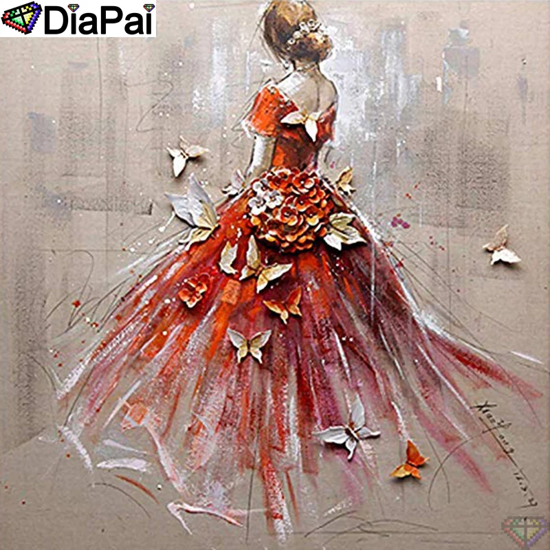 

DiaPai 5D DIY Diamond Painting 100% Full Square/Round Drill "Beauty butterfly" Diamond Embroidery Cross Stitch 3D Decor A21695