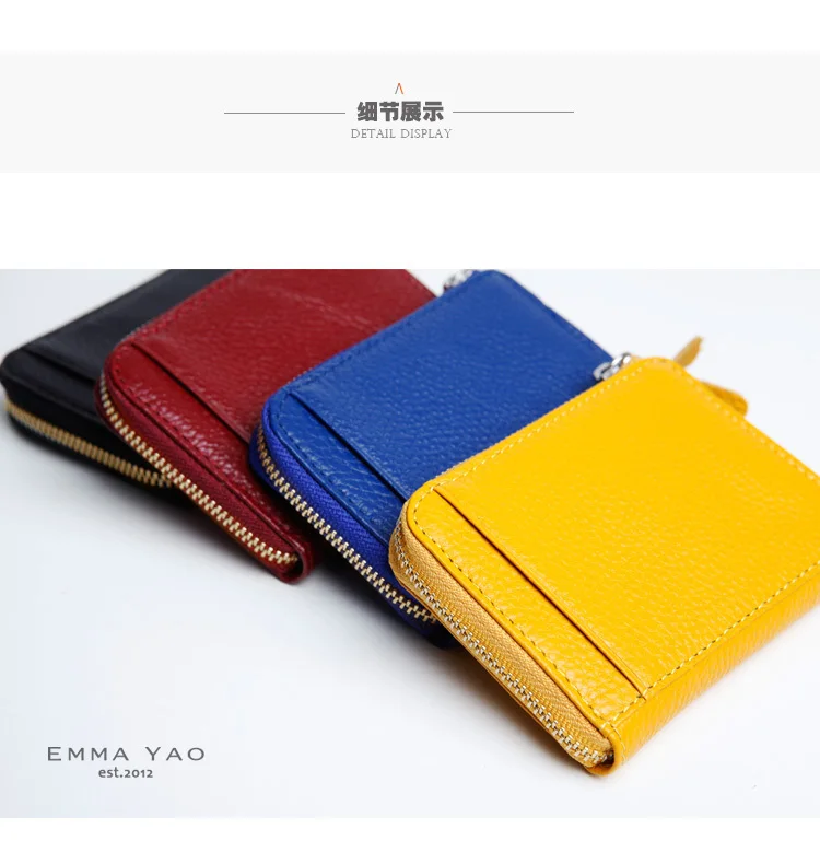 Женские кожаные кошельки EMMA YAO мини держатель для карт из коровьей кожи|coin purse|leather