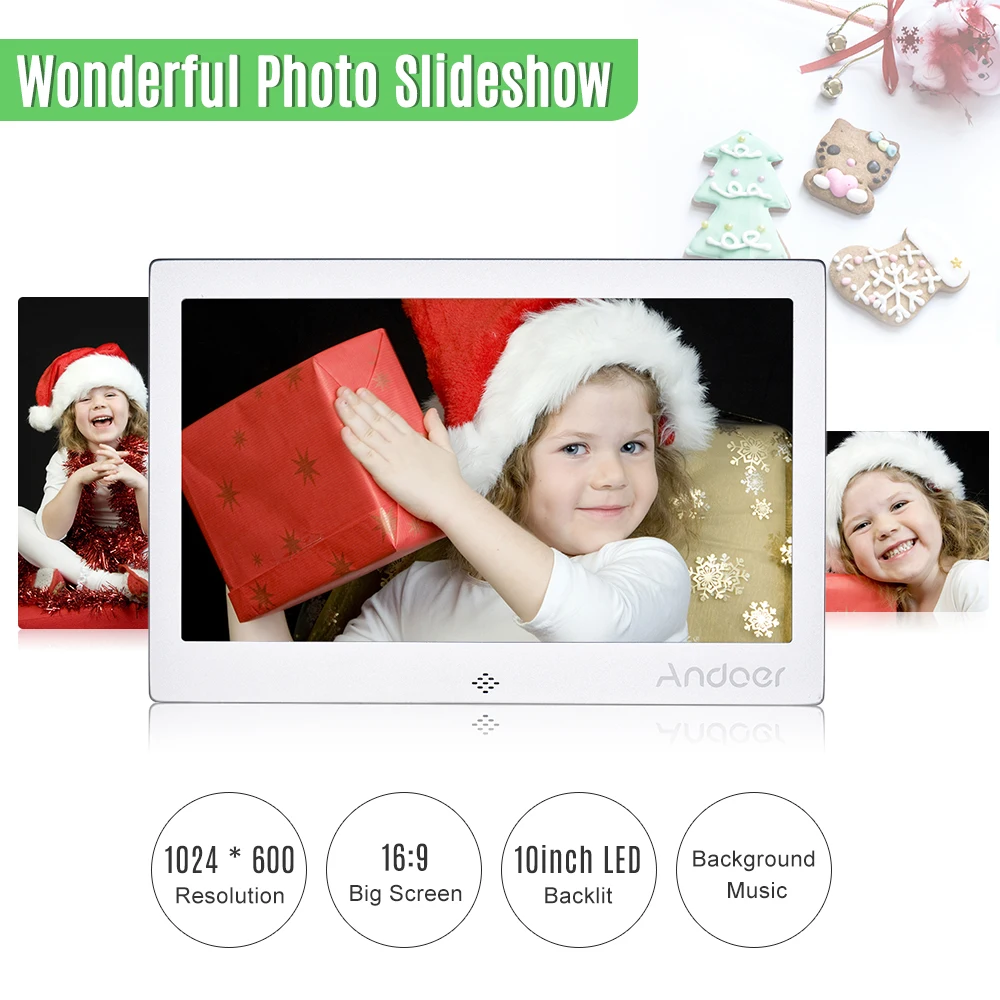 Andoer 10 &quotсветодиодный цифровой фоторамка 720P видео/музыка/календарь/часы/TXT плеер