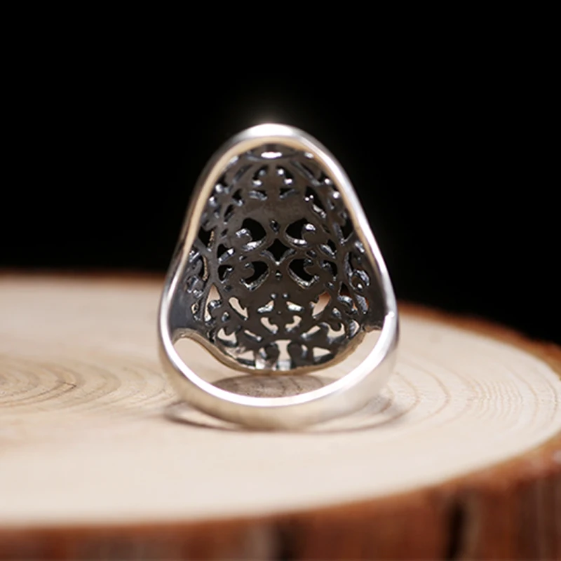 925 Серебряное кольцо Женщины Кольца выдалбливать Сянюнь Национальный в