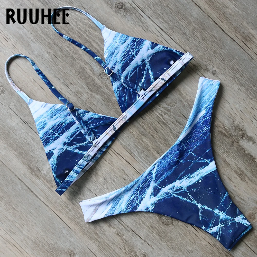 RUUHEE, бикини, купальник, женский, бразильский, бикини, набор,, растительный принт, купальный костюм, пуш-ап, прокладки, пляжная одежда, женский бикини