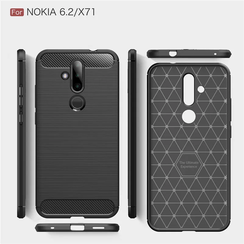 Для Nokia X71 чехол 6 2 противоударный матовый мягкий бампер из углеродного волокна