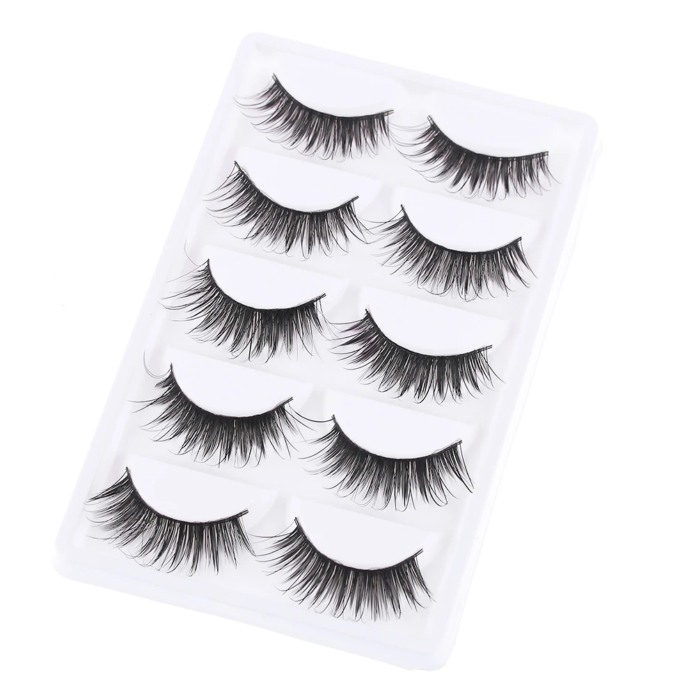 5 пар натуральных очень длинных черных густых накладных ресниц для макияжа