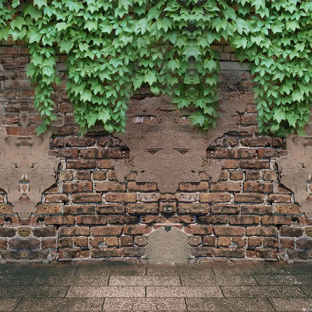 Винтажный фон с кирпичной стеной BEIPOTO для фотосъемки зелеными листьями
