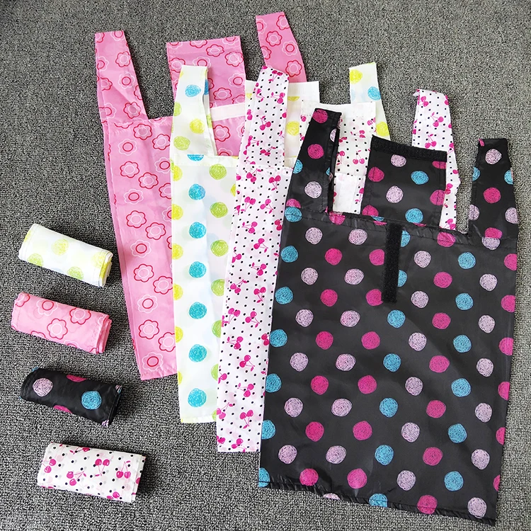 Милые складные многоразовые сумки для покупок в горошек с вишневым рисунком, складная сумка для продуктов, водонепроницаемый груз Экологичная сумка-шоппер, сумка