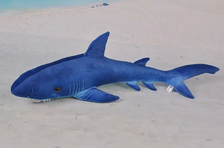 Мультяшная Акула плюшевая игрушка большая 80 см темно синяя искусственная мягкая