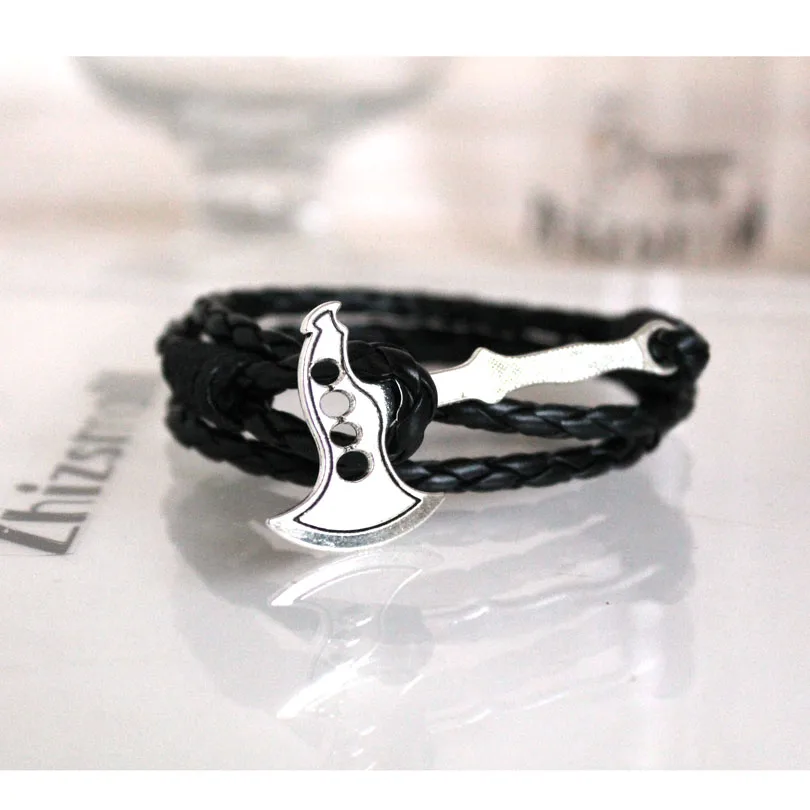 Punk Bracelets black Synthetic leather Bracelet Vintage Retro Viking Giant Axe For Men Women Christmas Gift | Украшения и