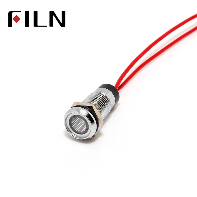 FILN 8mm panel red yellow blue green white 12v 110v 24v 220v led metal pilot lamp with 20cm cable | Освещение