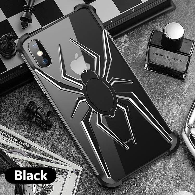 Black Для iPhone XS Max чехол Роскошный милый жесткий металлический алюминиевый сплав Броня противоударный бампер чехол для телефона для iPhone XR X задняя крышка - Цвет: Black